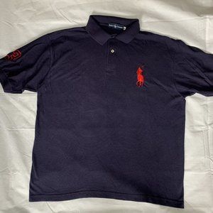 Polo Ralph Lauren Shirt Men's Size XL Custom Fit Polo Short Sleeve Navy Blue